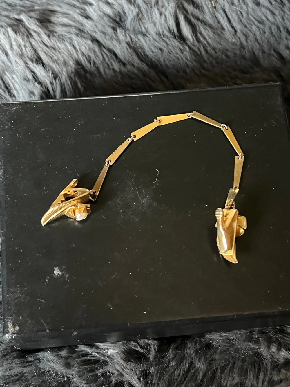 Vintage Gold Floral Pearl Accent Sweater Guard - Women's Jewelry